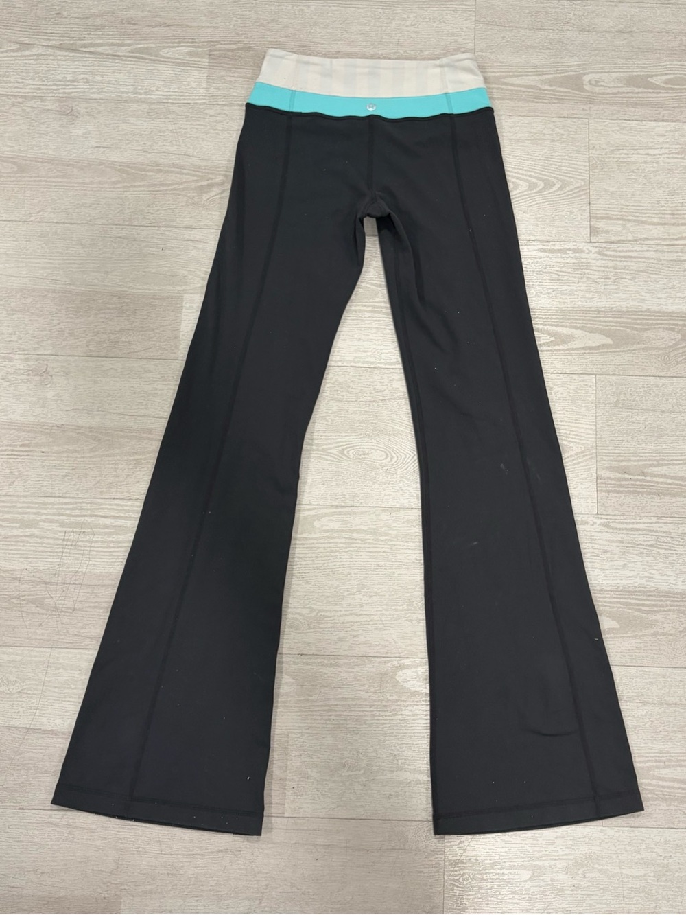 Lululemon Multi-Waistband Groove Pants Black White Turquoise Flare Size 2